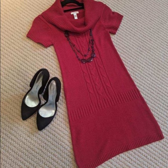 Ambiance Dresses & Skirts - Ambiance Red  Cabel Knit Sweater Dress (S)